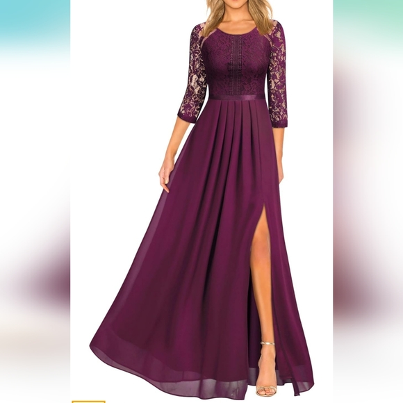 Formal Lace Split Side Maxi Dress - Picture 7 of 7